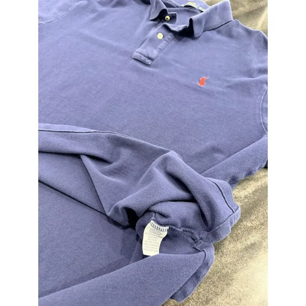 Polo Ralph Lauren Mens 2XB Blue Solid Polo Shirt Embroidered Logo Cotton Golf